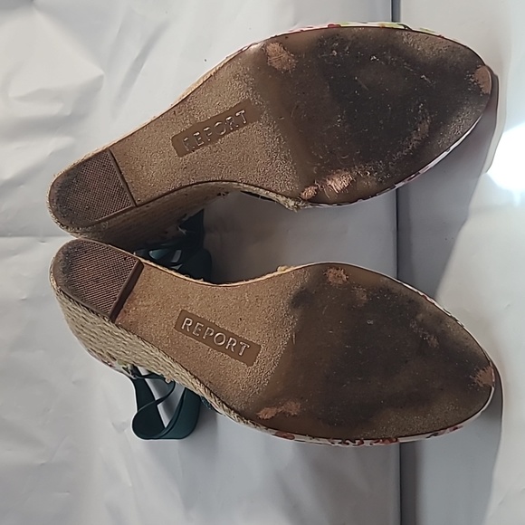 REPORT-Antonella floral print w/ teal trimming and elastic straps wedges - Picture 5 of 8